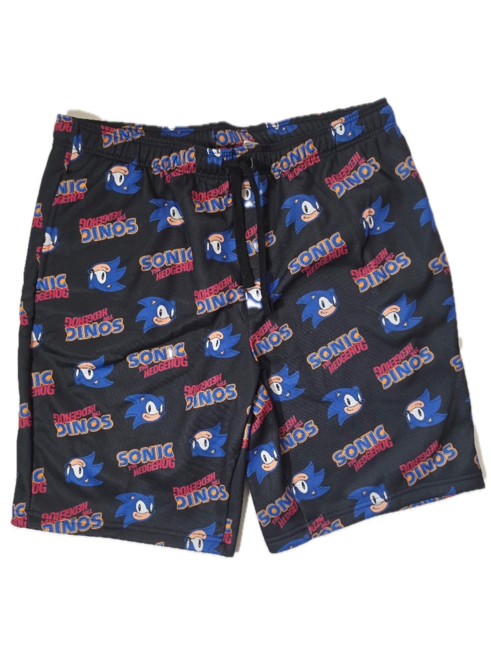 Sonic The Hedgehog Sleep Shorts Mens XL Black Microfiber Graphic Drawstring